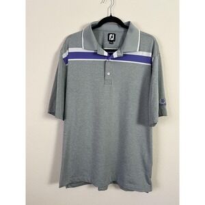 FootJoy Golf Polo Shirt Mens XL Stretch Performance‎ Gates Four Stripe Blue Gray